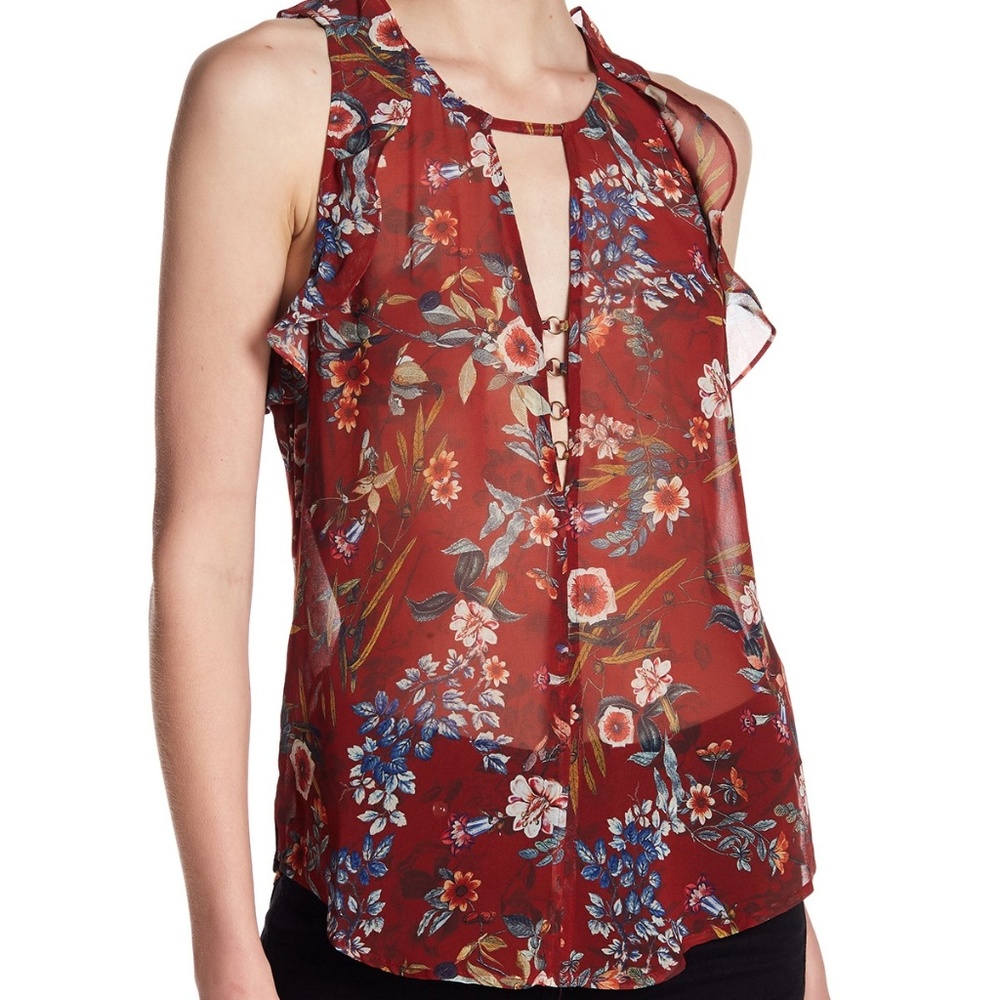 Willow & Clay Floral Sleeveless Top SZ Small